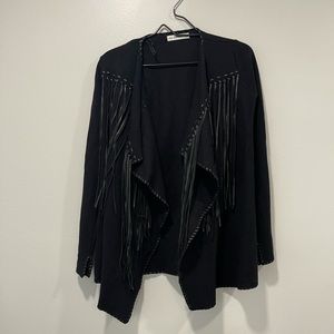 Zara long sleeve fringe tassel cardigan